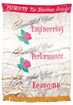 “PLYMOUTH THE AMERICAN BEAUTY” ROSE SHOWROOM BANNER.