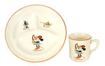 SCARCE "MINNIE MOUSE" MUG AND DIVIDED PLATE CHILD'S SET CIRCA 1934.