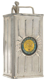 "SAXOLEINE" SAFETY LAMP OIL FIGURAL PAPERWEIGHT.