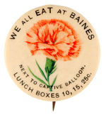 PAN AM 1901 EXPO RESTAURANT BUTTON WITH  "CAPTIVE BALLOON”  REFERENCE.