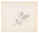 THE THREE CABALLEROS - JOE CARIOCA FRAMED PRODUCTION ANIMATION CEL & PRODUCTION DRAWING.