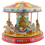 CHEIN "PLAYLAND-MERRY-GO-ROUND" TIN LITHO WIND-UP TOY.