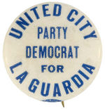 LA GUARDIA BUTTON AND MATCHBOOK COVER.