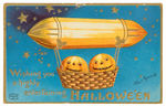 ELLEN CLAPSADDLE HALLOWEEN EMBOSSED POSTCARD PAIR WITH AIRSHIPS.