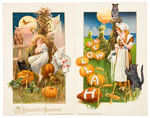 JOHN WINSCH HALLOWEEN 1913 SET OF FOUR EMBOSSED POSTCARDS WITH BLACK CATS.