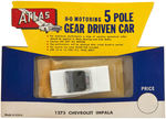 ATLAS "H-O MOTORING 5 POLE GEAR DRIVEN CAR" CHEVROLET IMPALA CARDED SLOT CAR.