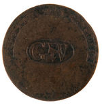 WASHINGTON 1789 INAUGURAL BUTTON WITH BOLD "GW" INITIALS AND SLOGAN "LONG LIVE THE PRESIDENT."