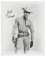JOHN RUSSELL AS LAWMAN/GENE BARRY AS BAT MASTERSON SIGNED PHOTO PAIR.