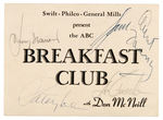 "DON McNEILL'S BREAKFAST CLUB" RADIO CAST-SIGNED CARD.