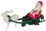 CELLULOID SANTA ON SLED OCCUPIED JAPAN WIND-UP.