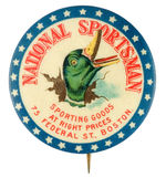 BEAUTIFUL PROMOTIONAL BUTTON FOR FAMOUS "NATIONAL SPORTSMAN" MAGAZINE FROM HAKE COLLECTION & CPB.