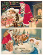 SILK SANTA CLAUS LOT OF FOUR EMBOSSED POSTCARDS.