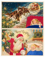 SILK SANTA CLAUS LOT OF FOUR EMBOSSED POSTCARDS.