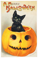 ELLEN CLAPSADDLE HALLOWEEN SERIES EMBOSSED POSTCARD TRIO.