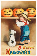 ELLEN CLAPSADDLE HALLOWEEN SERIES EMBOSSED POSTCARD TRIO.