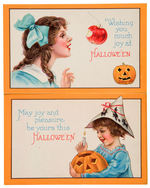 HALLOWEEN 1920s SET OF FOUR POSTCARDS WITH CHILDREN.