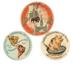 PAN AMERICAN EXPOSITION THREE COLORFUL BUTTONS INCLUDING RARITY.