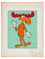 BULLWINKLE PRESENTATION CEL SIGNED BY VOICE ACTRESS JUNE FORAY.