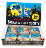 "CHARTER MEMBER BATMAN & ROBIN SOCIETY" FULL DISPLAY BOX OF BUTTONS.