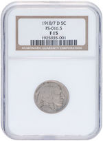 5C BUFFALO NICKEL 1918/7-D NGC F15.