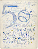 1954 "PHILADELPHIA SPORTS WRITERS ASSOCIATION" MULTI-SIGNED PROGRAM.