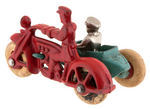 CAST IRON HUBLEY MOTORCYCLE COP WITH SIDECAR & A.C. WILLIAMS SEDAN.