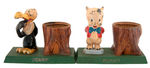 WB CARTOON CHARACTER LOT OF FOUR PLANTERS/PENCIL HOLDERS.