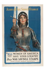 WORLD WAR I JOAN OF ARC WAR SAVINGS STAMPS POSTER.