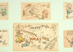 TOONERVILLE TROLLEY HAND-COLORED CHRISTMAS CARD LOT.