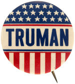 SCARCE 1948 "TRUMAN" NAME BUTTON WITH PATRIOTIC MOTIF.