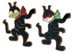 KRAZY KAT FOUR ENAMEL ON BRASS PINS PLUS BUTTON C. 1912-1920s.