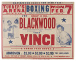 "JOE BLACKWOOD VS. CHET VINCI" 1949 MIDDLEWEIGHT FIGHT BOXING POSTER.