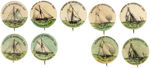 “WINNER OF AMERICA’S CUP” COMPLETE AND NEAR COMPLETE PAIR OF 1897 BUTTON SETS.