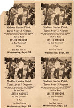 SCARCE UNCUT SHEET OF ANTI LESTER MADDOX HANDBILLS.