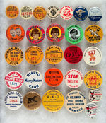 MOVIE THEATER CLUBS COLLECTION OF 28 BUTTONS.