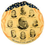 "PRES. McKINLEY & HIS CABINET 1900" RARE 3" CELLULOID WITH EASEL-BACK.