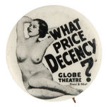 NUDE WOMAN PROMOTES "WHAT PRICE DECENCY" 1933 MOVIE.