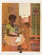 BLACK PANTHER PARTY FOR SELF DEFENSE EMORY DOUGLAS POSTER FEATURING PANTHER MOTHER AND CHILD.