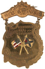 CONFEDERATE REUNION 1897 PAIR OF BRASS BADGES.