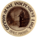 “COMMON SENSE INDEPENDENT LOCK FENCE MACHINE” EARLY AND RARE REAL PHOTO BUTTON.