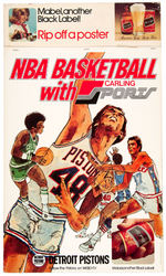 NBA BASKETBALL - DETROIT PISTONS/CARLING BLACK LABEL BEER POSTER DISPLAY.