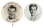 RUSTY DRAPER AND MIKE CLIFFORD PAIR OF SINGER PORTRAIT BUTTONS.