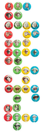 WESTERN TV STARS 39 OF 56 POSSIBLE BUTTONS FROM 1957 SET.