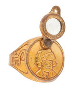 LITTLE ORPHAN ANNIE SECRET GUARD MAGNIFYING RING VERY FINE WITH MUCH LUSTER.