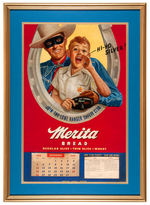 "JOIN THE LONE RANGER SAFETY CLUB" FRAMED 1948 MERITA BREAD CALENDAR.