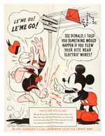 ELECTRIC COMPANY SAFETY POSTER FEATURING MICKEY MOUSE & DONALD DUCK.