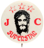 JESUS CHRIST SUPERSTAR C. 1971 BUTTON PLUS TIME MAGAZINE WITH COVER AND FEATURE ARTICLE.