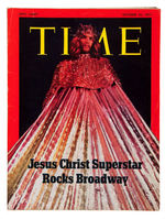 JESUS CHRIST SUPERSTAR C. 1971 BUTTON PLUS TIME MAGAZINE WITH COVER AND FEATURE ARTICLE.