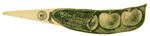 "BURPEE'S SEEDS GROW" CELLULOID LETTER OPENER DEPICTING LIMA BEAN POD.