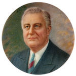 FRANKLIN ROOSEVELT CHOICE MULTI COLOR LARGE PORTRAIT BUTTON.